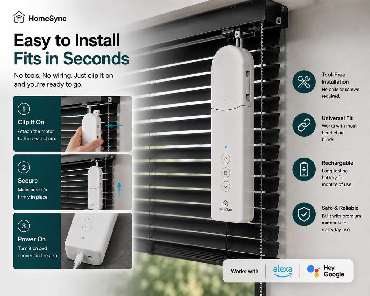 HomeSync™ Smart Blind Motor | Automate Your Existing Blinds