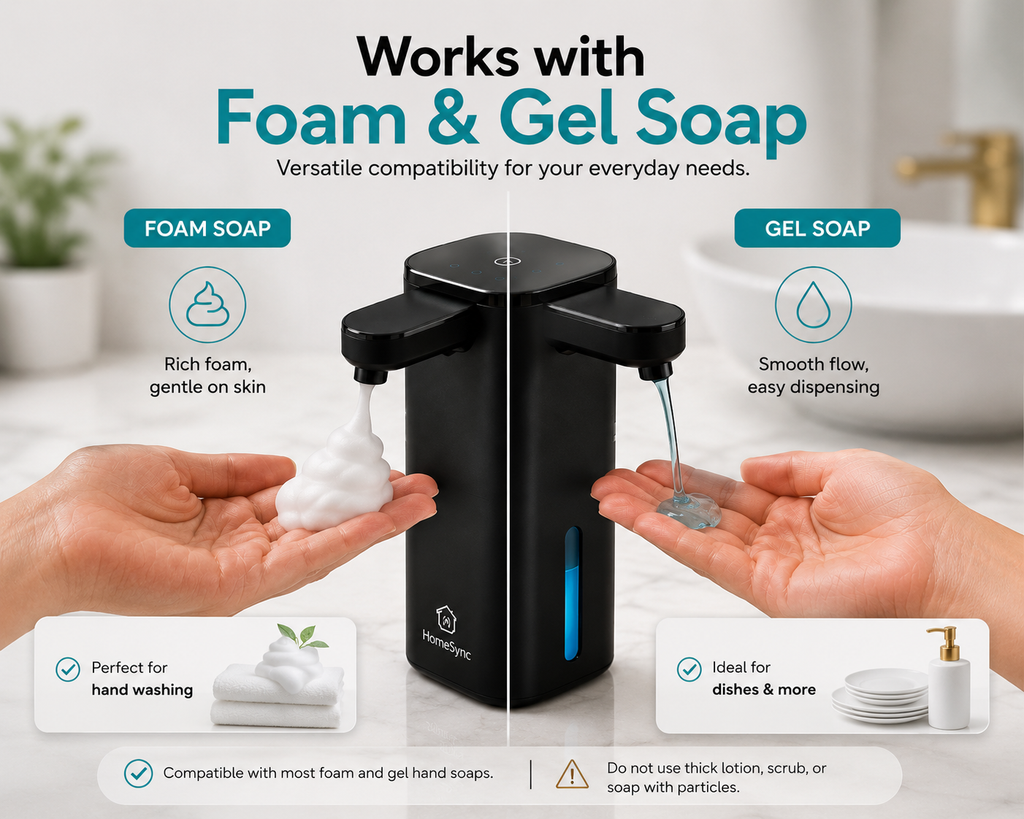 HomeSync™ PureFoam Pro Automatic Soap Dispenser – Foam & Gel Options