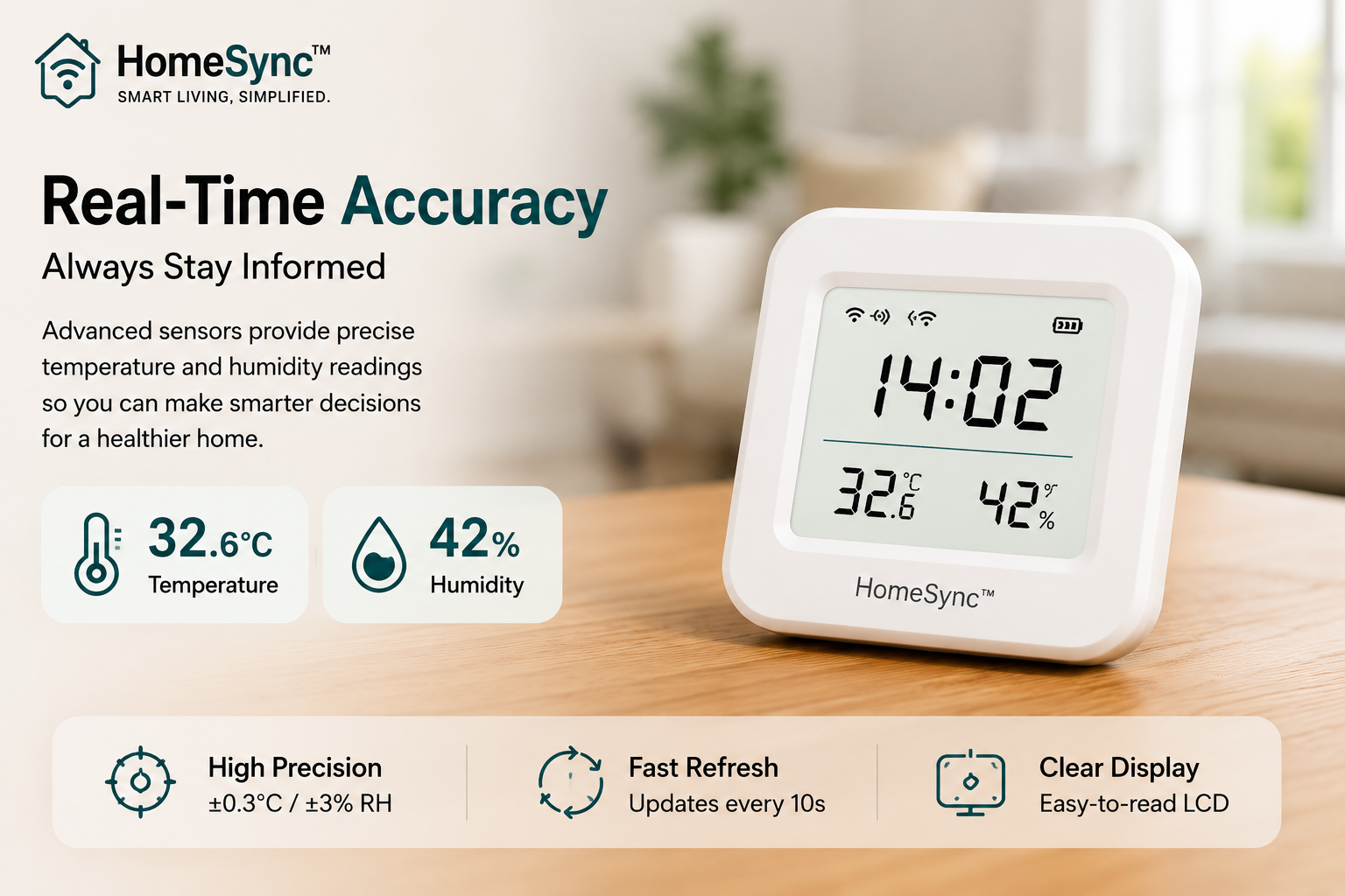 HomeSync™ ClimateSense Smart Temperature & Humidity Sensor