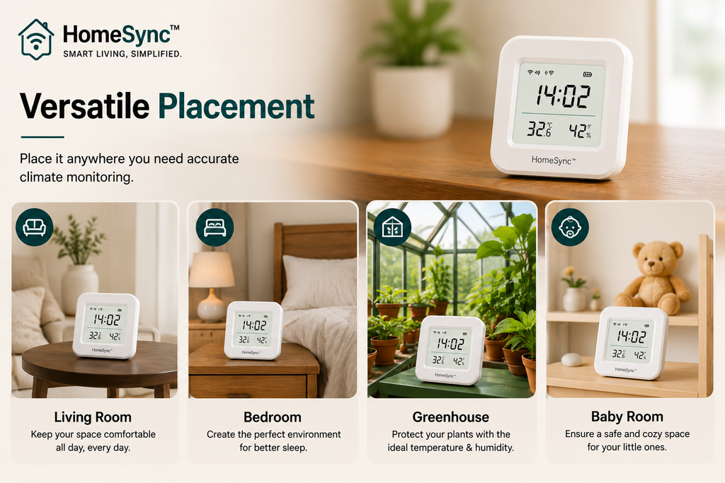 HomeSync™ ClimateSense Smart Temperature & Humidity Sensor