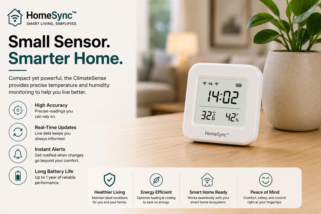 HomeSync™ ClimateSense Smart Temperature & Humidity Sensor