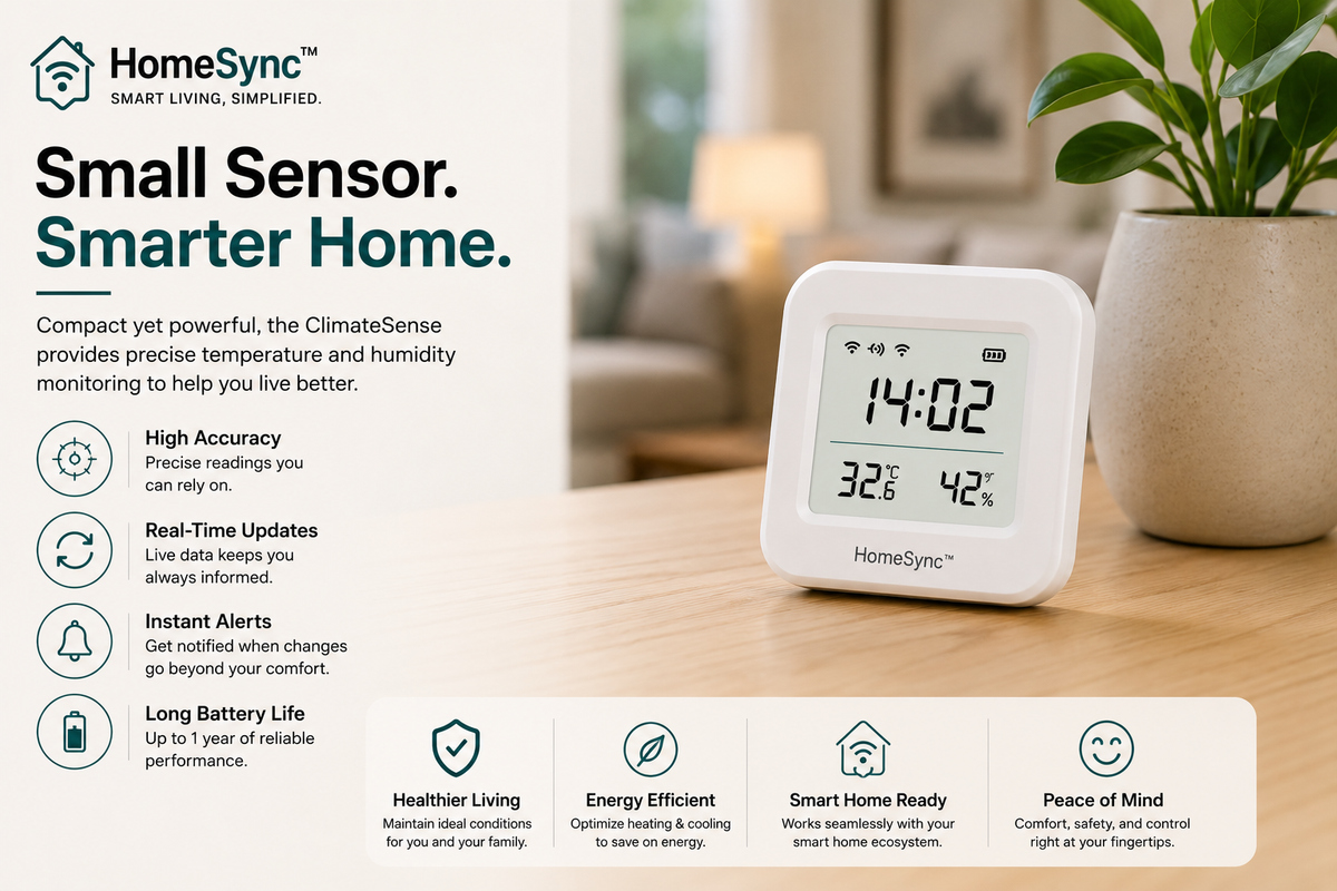 HomeSync™ ClimateSense Smart Temperature & Humidity Sensor