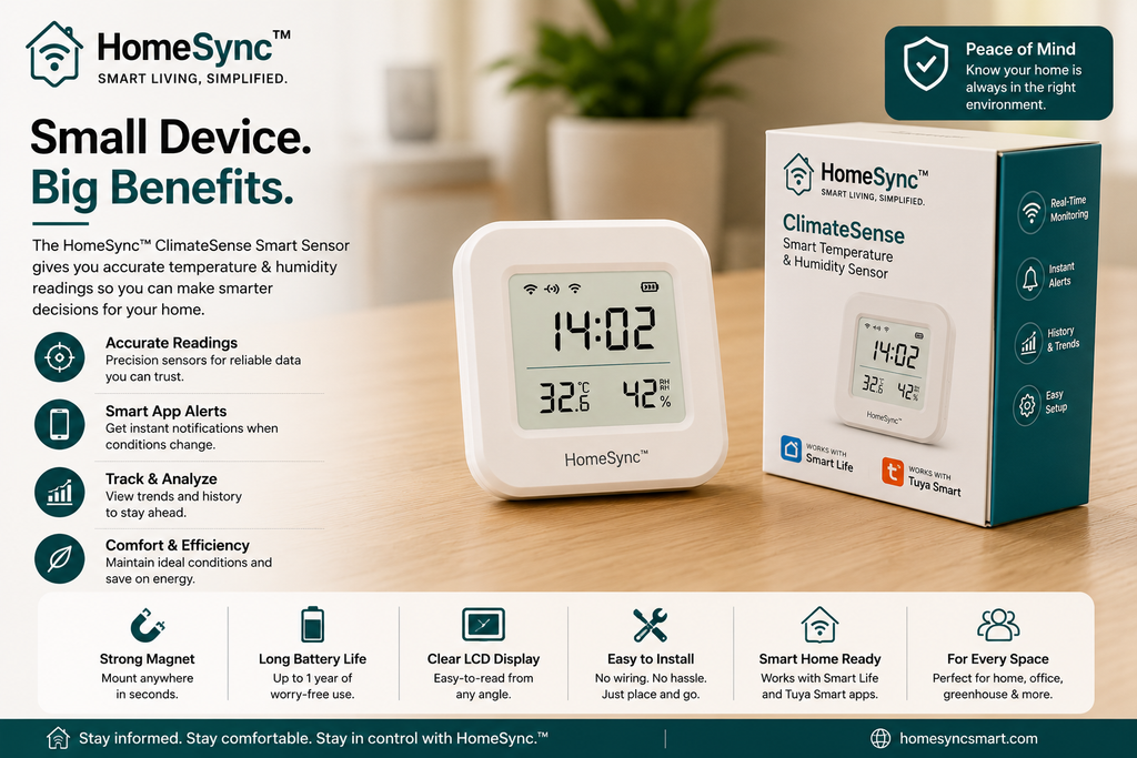 HomeSync™ ClimateSense Smart Temperature & Humidity Sensor
