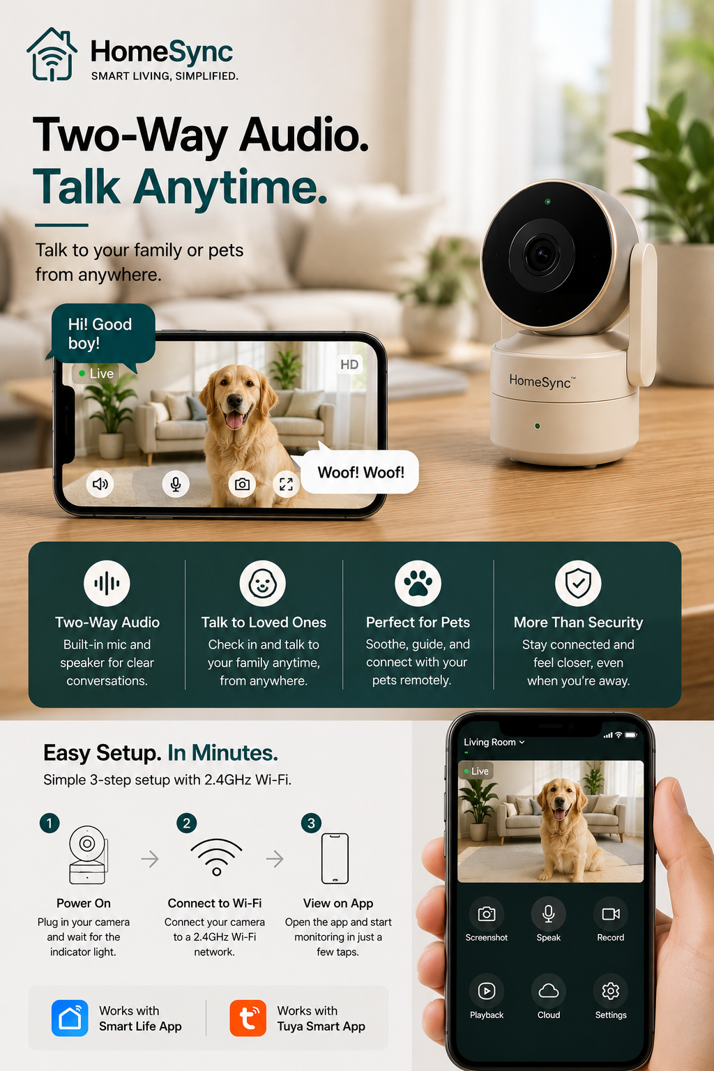 HomeSync Smart Wi-Fi Indoor Security Camera