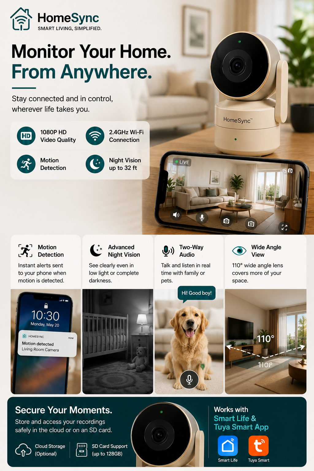 HomeSync Smart Wi-Fi Indoor Security Camera