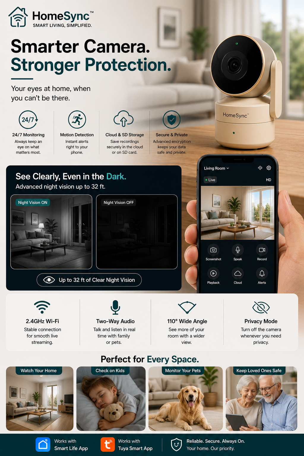 HomeSync Smart Wi-Fi Indoor Security Camera