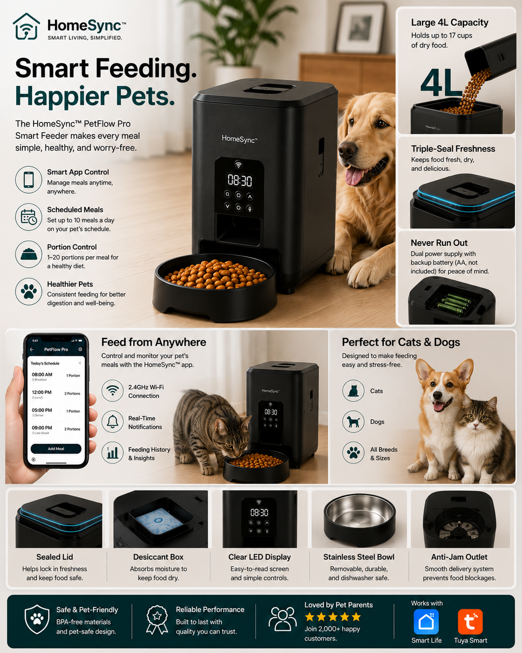 HomeSync™ PetFlow Pro Smart Feeder