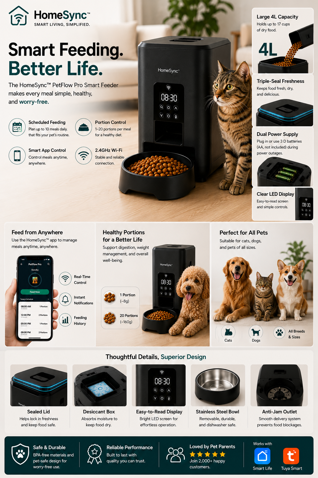 HomeSync™ PetFlow Pro Smart Feeder