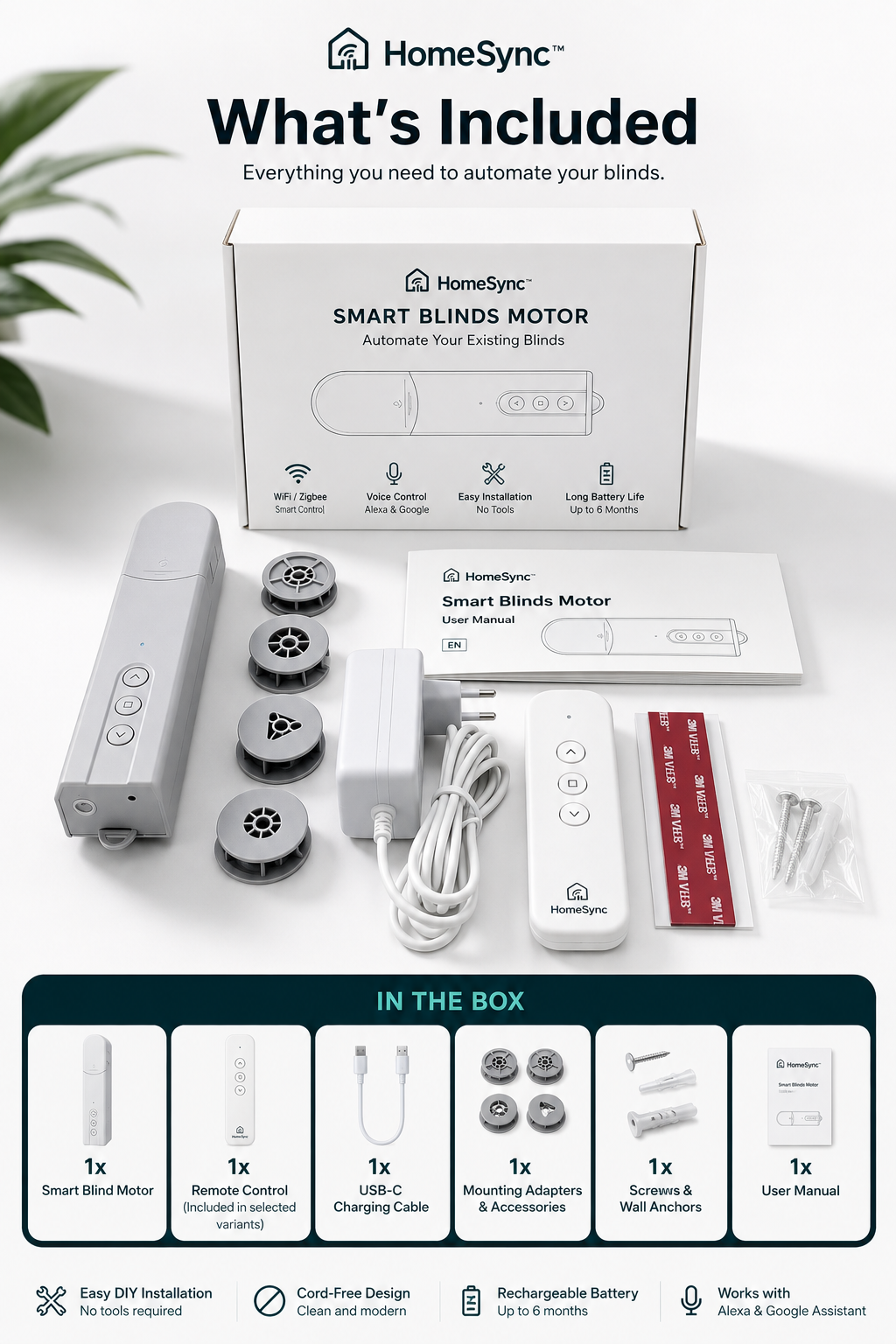 HomeSync™ Smart Blind Motor | Automate Your Existing Blinds