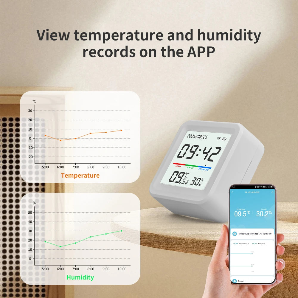 Wifi 2.4G Temperature and Humidity Sensor Smart Home Tuya App Remote Monitoring Home Automation